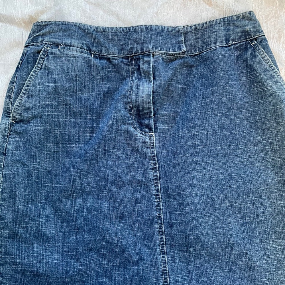 Marsh Landing Blue Denim Pencil Skirt Crosshatch Medium Wash Sz‎ 10 Cowgirl Chic - Picture 2 of 11